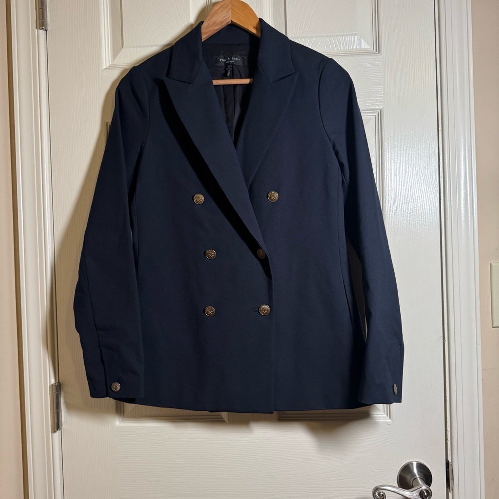 rag & bone Navy Double-Breasted Blazer Size 4